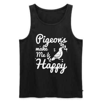 Pigeons mignons me font plaisir cadeau amoureux des oiseaux - Débardeur bio Premium Homme - noir - Devant - AI Model Male 178 light (178cm)