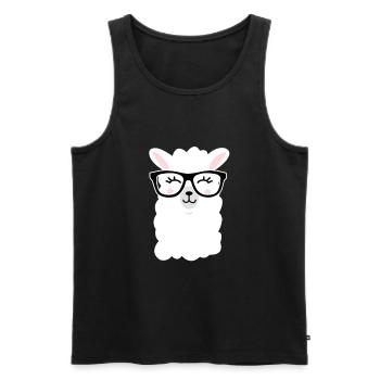 Llama cute nerd nerd alpaca glasses cool pet - Men's Premium Organic Tank Top - black - Front - Michal (187cm)