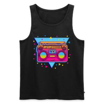 80er party - Männer Premium Bio Tank Top - Schwarz - Vorne - Michal (187cm)