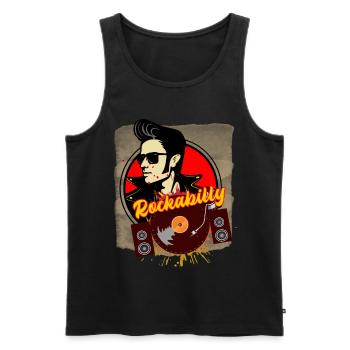rockabilly - Men's Premium Organic Tank Top - black - Front - AI Model Male 178 light (178cm)