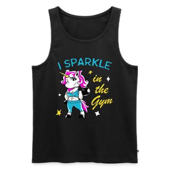 Cadeau de licorne drôle d'entraînement de fitness pour femmes - Débardeur bio Premium Homme - noir - Devant - Michal (187cm)