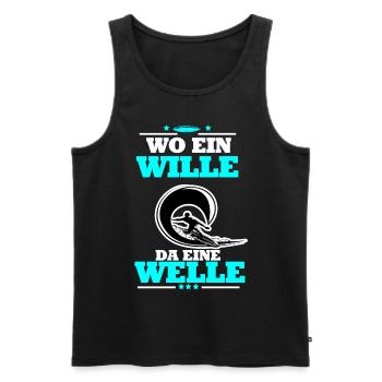 Surfing Funny Saying Wille Wave Surfboard Surfer - Men's Premium Organic Tank Top - black - Front - Michal (187cm)