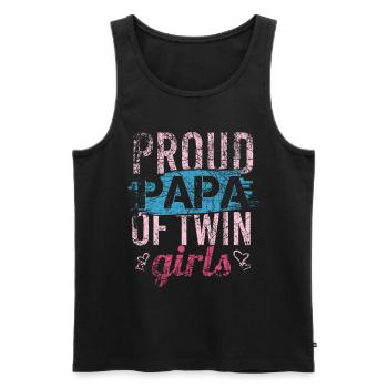 Proud Papa Twin Girls Dad Father's Day twins father - Men's Premium Organic Tank Top - black - Front - Michal (187cm)