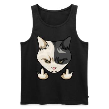 cat cats middle finger wanker middle finger stink - Men's Premium Organic Tank Top - black - Front - AI Model Male 178 light (178cm)
