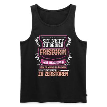 Friseurin - Männer Premium Bio Tank Top - Schwarz - Vorne - Michal (187cm)