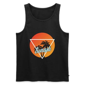 Tunisie vacances et destination de vacances - Débardeur bio Premium Homme - noir - Devant - AI Model Male 178 light (178cm)