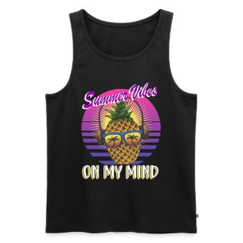 Retro Ananas Sommer Vibes in meinem Kopf - Männer Premium Bio Tank Top - Schwarz - Vorne - AI Model Male 178 light (178cm)