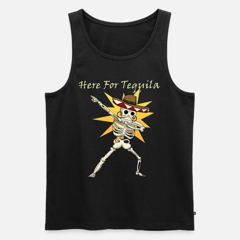 Here For Tequila - Männer Premium Bio Tank Top - Schwarz