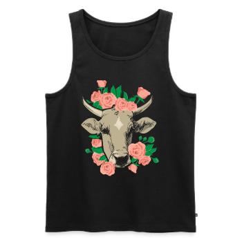 cow - Men's Premium Organic Tank Top - black - Front - Michal (187cm)