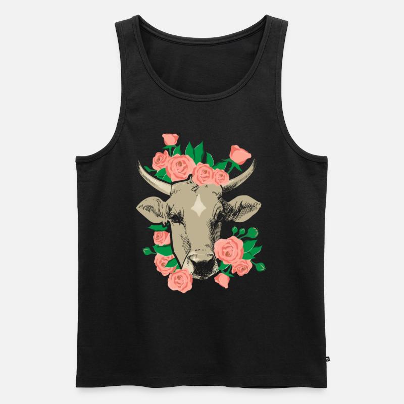 krowa - Ekologiczny tank top męski Premium - czarny