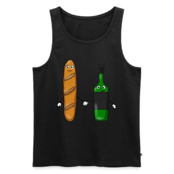 Baguette Wine - Men's Premium Organic Tank Top - black - Front - Michal (187cm)