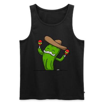 Cactus maracas sombrero - Men's Premium Organic Tank Top - black - Front - AI Model Male 178 light (178cm)