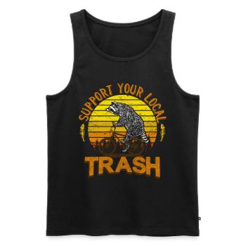 Lustiger retro Müll Waschbär auf Fahrrad - Männer Premium Bio Tank Top - Schwarz - Vorne - AI Model Male 178 light (178cm)