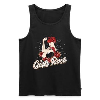 Pin up rockabilly pour fille - Débardeur bio Premium Homme - noir - Devant - AI Model Male 178 light (178cm)