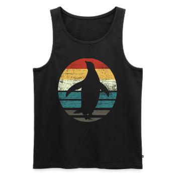 Pingouin rétro - Débardeur bio Premium Homme - noir - Devant - Michal (187cm)