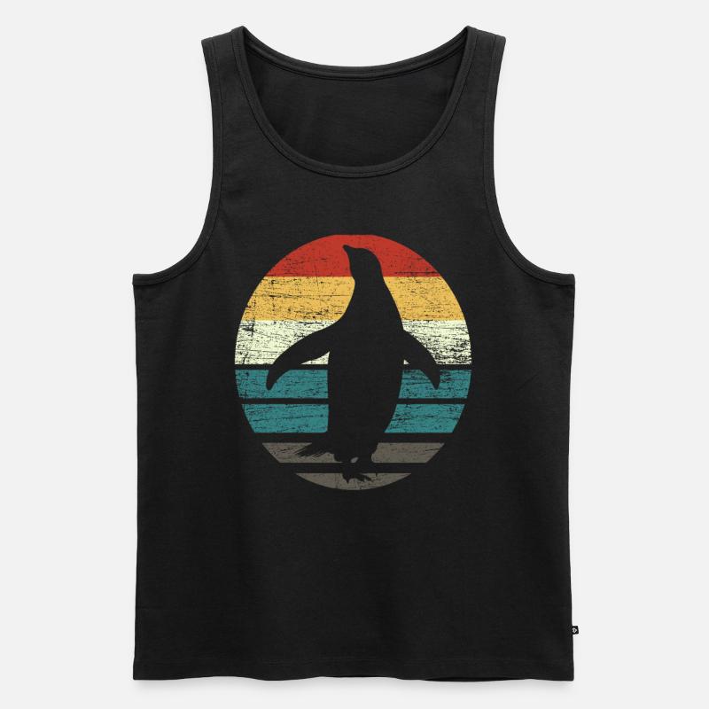Pinguin Retro - Männer Premium Bio Tank Top - Schwarz