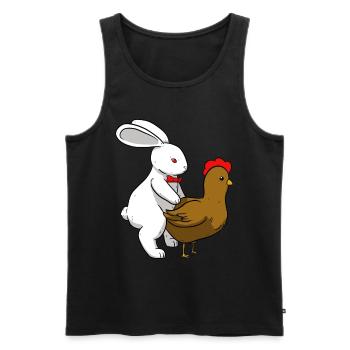 Easter Funny Easter Bunny Rabbit Chicken Birds Sex - Men's Premium Organic Tank Top - black - Front - AI Model Male 178 light (178cm)