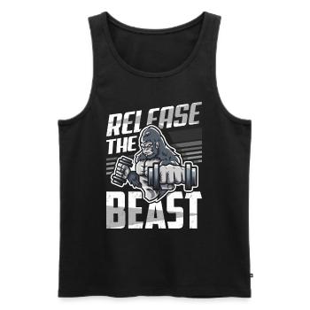 Bodybuilding Homme fort - Débardeur bio Premium Homme - noir - Devant - AI Model Male 178 light (178cm)