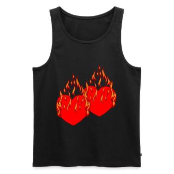 Coeur Valentin Love Flame Romantique - Débardeur bio Premium Homme - noir - Devant - AI Model Male 178 light (178cm)