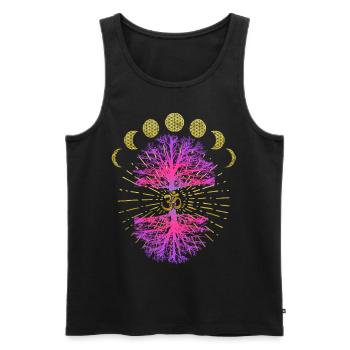 Baum des Lebens OM Lebensblume in Mondphasen Gold - Männer Premium Bio Tank Top - Schwarz - Vorne - Michal (187cm)