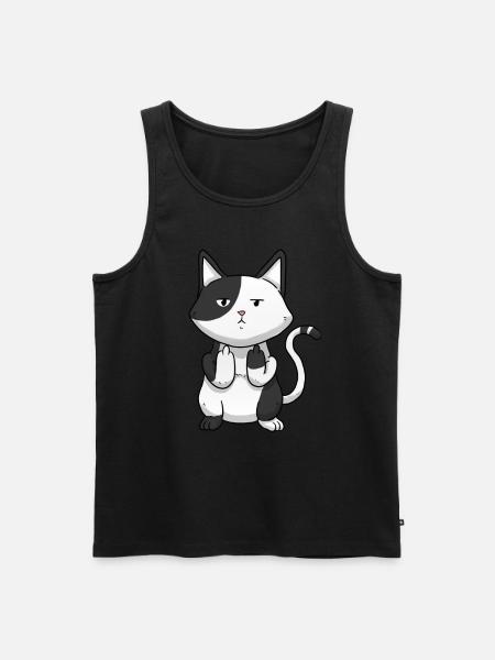 Katze Mittelfinger - Männer Premium Bio Tank Top - Schwarz