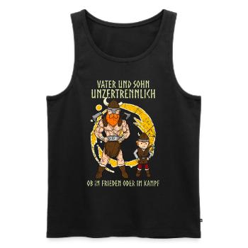 Vater Und Sohn Wikinger Papa Vatertag - Männer Premium Bio Tank Top - Schwarz - Vorne - Michal (187cm)