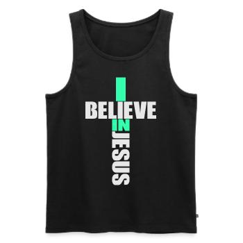 I Believe In Jesus - Religion Cross Christianity - Men's Premium Organic Tank Top - black - Front - Michal (187cm)