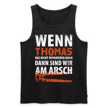 Heimwerker Thomas - Männer Premium Bio Tank Top - Schwarz - Vorne - AI Model Male 178 light (178cm)