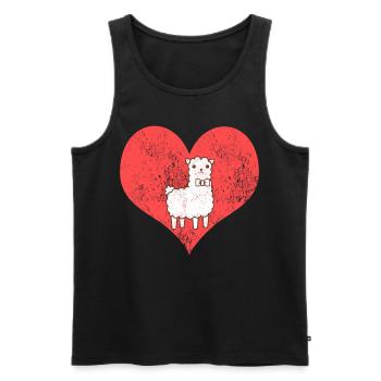 cute llama heart - Men's Premium Organic Tank Top - black - Front - AI Model Male 178 light (178cm)