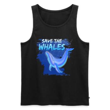 Sauver la baleine baleine baleine bleue - Débardeur bio Premium Homme - noir - Devant - AI Model Male 178 light (178cm)