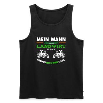 Mein Mann Ist Landwirt Und Große Maschine - Männer Premium Bio Tank Top - Schwarz - Vorne - Michal (187cm)