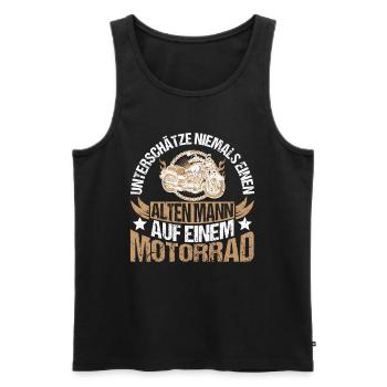 Unterschätze Niemals Alten Mann Auf Einem Motorrad - Männer Premium Bio Tank Top - Schwarz - Vorne - Michal (187cm)