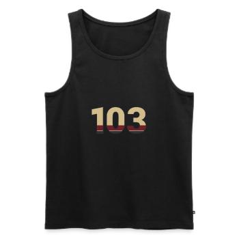 Série 103 chemin de fer beige pourpre cadeau - Débardeur bio Premium Homme - noir - Devant - AI Model Male 178 light (178cm)
