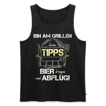 Grillen lustig Geschenkidee Mann Design - Männer Premium Bio Tank Top - Schwarz - Vorne - Michal (187cm)