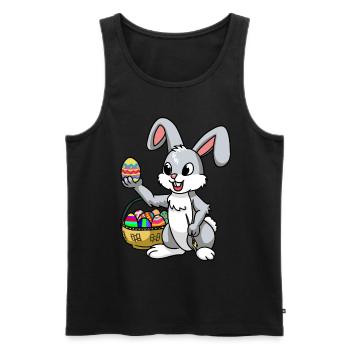 Osterhase Pâques oeufs Oeufs Joyeuses Pâques Enfant - Débardeur bio Premium Homme - noir - Devant - AI Model Male 178 light (178cm)