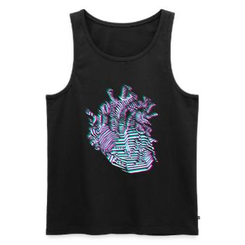 Vaporwave esthétique coeur synthwave rétro cadeau - Débardeur bio Premium Homme - noir - Devant - AI Model Male 178 light (178cm)