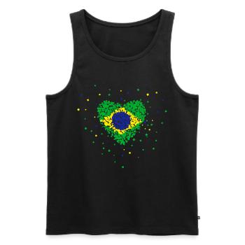 Fußball Herz Brasilien - Männer Premium Bio Tank Top - Schwarz - Vorne - Michal (187cm)