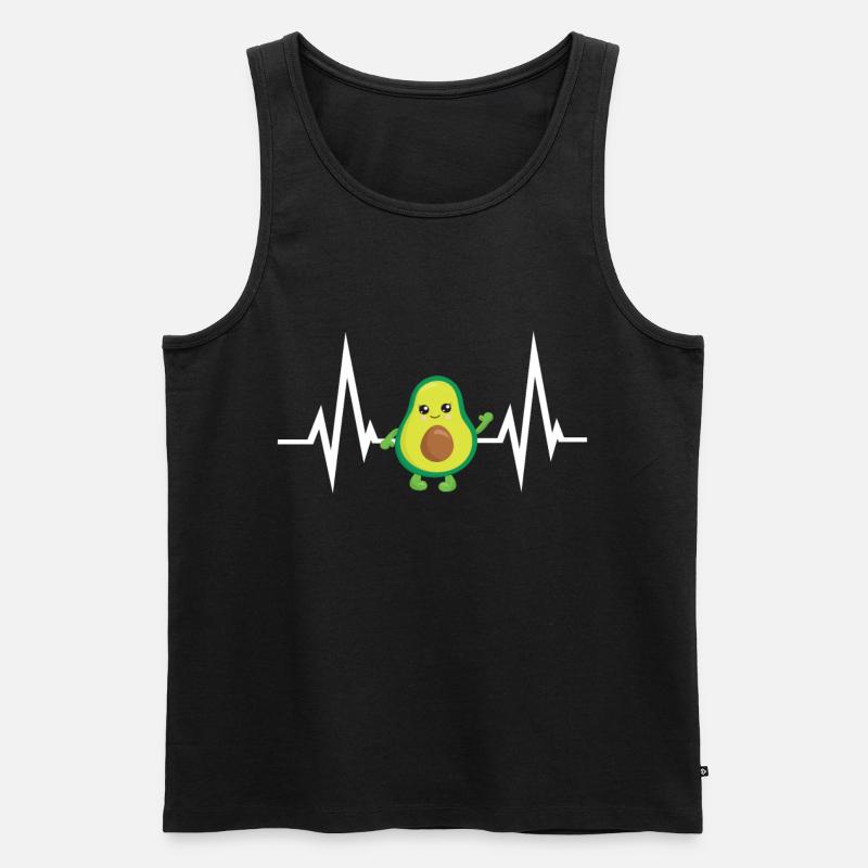 Herzschlag Avocado - Männer Premium Bio Tank Top - Schwarz