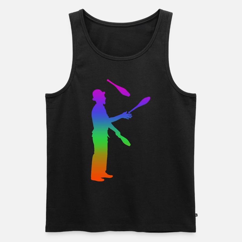 Jonglieren Regenbogen Silhuette - Männer Premium Bio Tank Top - Schwarz