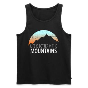 Randonnées montagnes montagnes alpines alpinisme montagne - Débardeur bio Premium Homme - noir - Devant - Michal (187cm)