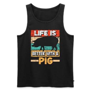 Schwein - Männer Premium Bio Tank Top - Schwarz - Vorne - Michal (187cm)