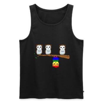 LGBT Owl - Männer Premium Bio Tank Top - Schwarz - Vorne - AI Model Male 178 light (178cm)