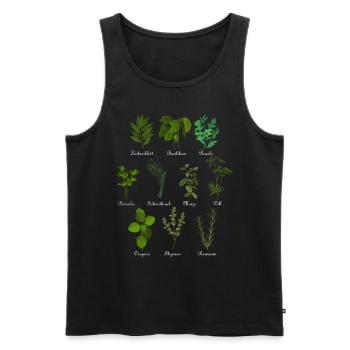 Vintage botanical herbs - Men's Premium Organic Tank Top - black - Front - AI Model Male 178 light (178cm)