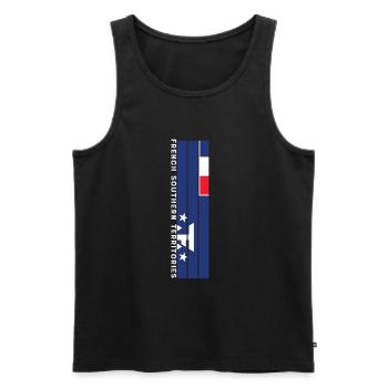 Les régions du sud de la France colorent en rayures - Débardeur bio Premium Homme - noir - Devant - AI Model Male 178 light (178cm)