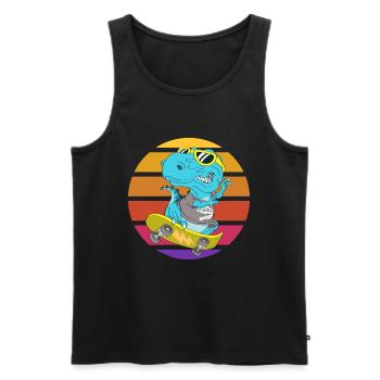 Skater Dinosaurier TRex - Männer Premium Bio Tank Top - Schwarz - Vorne - AI Model Male 178 light (178cm)