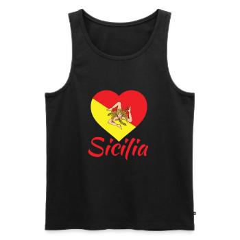 Fierté sicilienne - Sicilia - J'aime la Sicile Trinacria - Débardeur bio Premium Homme - noir - Devant - Michal (187cm)