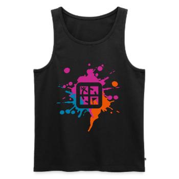 Geocaching colored blob - Men's Premium Organic Tank Top - black - Front - AI Model Male 178 light (178cm)