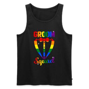 Escouade de marié Lgbt pour célibataire gay - Débardeur bio Premium Homme - noir - Devant - Michal (187cm)