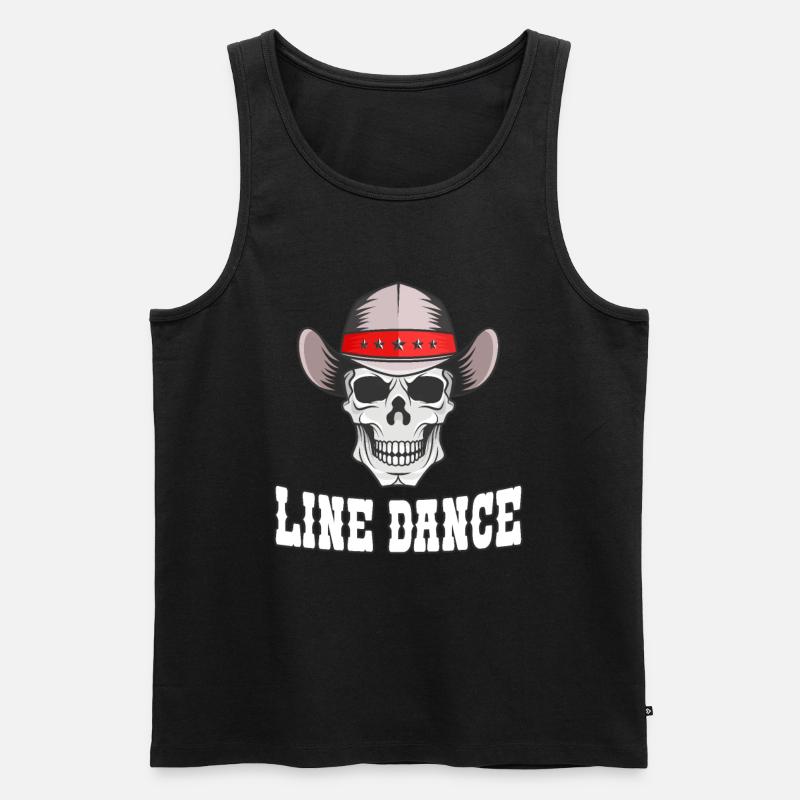 Line Dance Western Totenkopf - Männer Premium Bio Tank Top - Schwarz