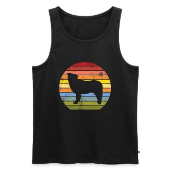 Border collie rétro Style Vintage des années 60 des années 70 - Débardeur bio Premium Homme - noir - Devant - AI Model Male 178 light (178cm)
